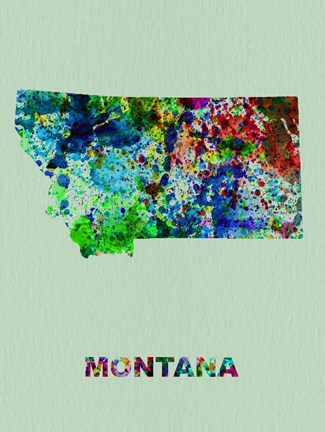 Framed Montana Color Splatter Map Print
