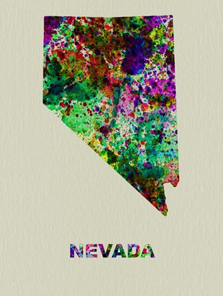 Framed Nevada Color Splatter Map Print