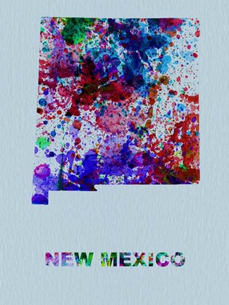 Framed New Mexico Color Splatter Map Print