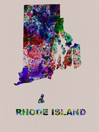 Framed Rhode Island Color Splatter Map Print