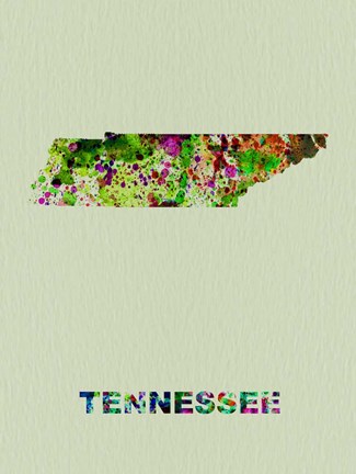 Framed Tennessee Color Splatter Map Print