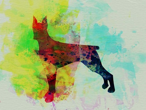 Framed Doberman Pinscher Watercolor Print