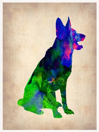 Framed German Sheppard Watercolor Print