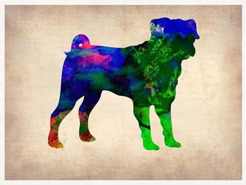 Framed Pug Watercolor Print