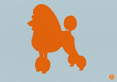 Framed French Poodle Orange Print