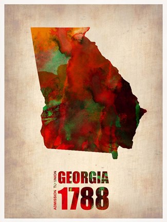 Framed Georgia Watercolor Map Print