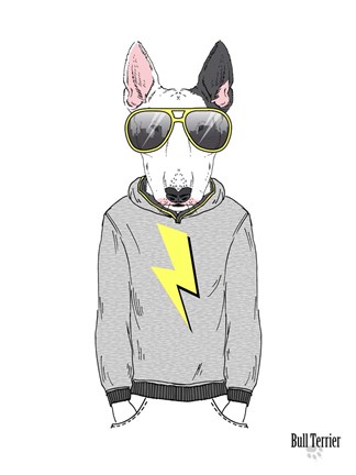 Framed Bull Terrier in City Style Print