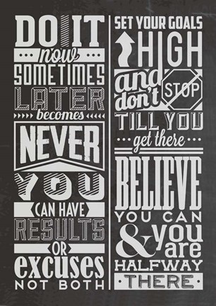 Framed Motivational Set Black Print