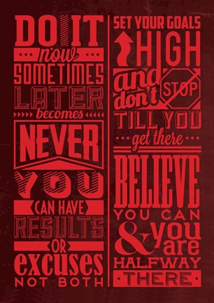 Framed Motivation Set Red Print