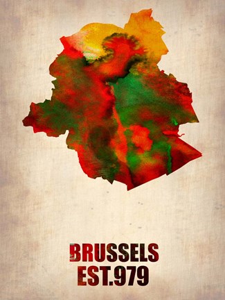 Framed Brussels Watercolor Map Print