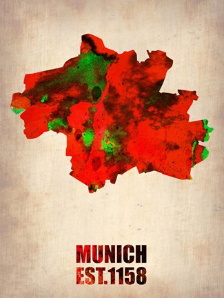 Framed Munich Watercolor Map Print