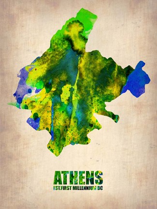 Framed Athens Watercolor Print