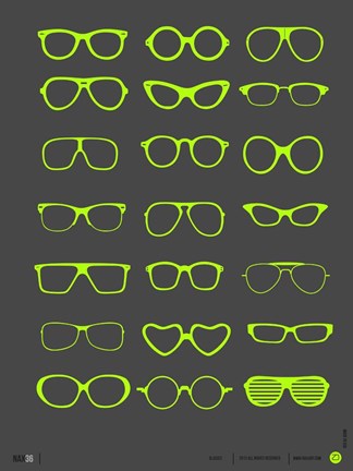 Framed Vintage Glasses 3 Print