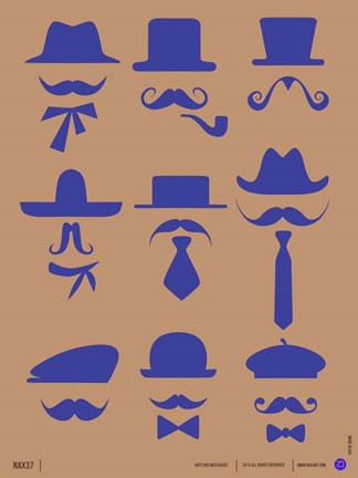 Framed Hats and Mustaches 2 Print