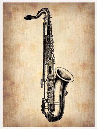 Framed Vintage Saxophone Print