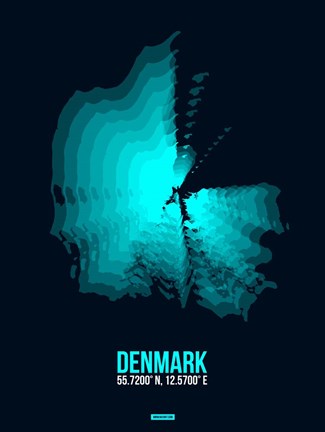 Framed Denmark Radiant Map 2 Print
