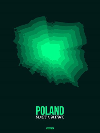 Framed Poland Radiant Map 1 Print