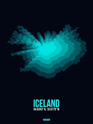 Framed Iceland Radiant Map 2 Print