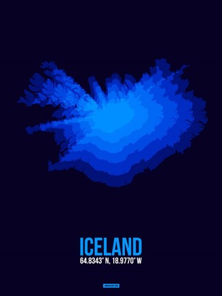 Framed Iceland Radiant Map 3 Print