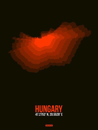 Framed Hungary Radiant Map 1 Print