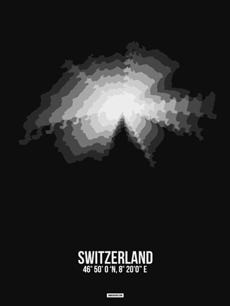 Framed Switzerland Radiant Map 4 Print