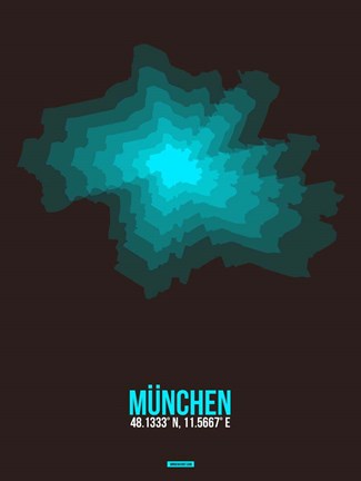 Framed Munchen Radiant Map 1 Print