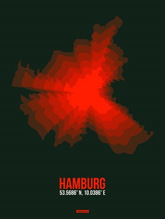 Framed Hamburg Radiant Map 4 Print