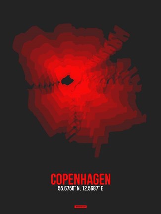 Framed Copenhagen Radiant Map 3 Print