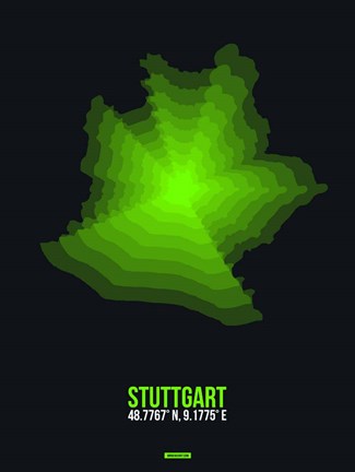 Framed Stuttgart Radiant Map 3 Print
