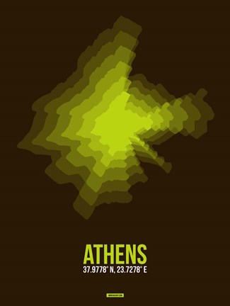 Framed Athens Radiant Map 1 Print