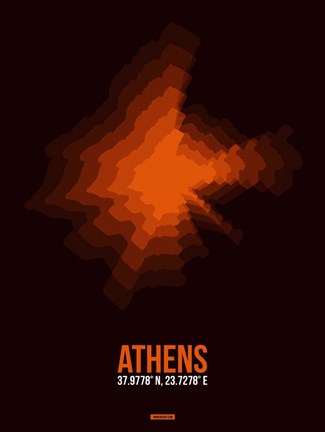 Framed Athens Radiant Map 3 Print