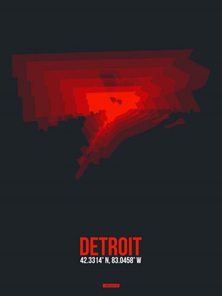 Framed Detroit Radiant Map 3 Print