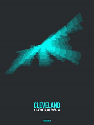 Framed Cleveland Radiant Map 2 Print