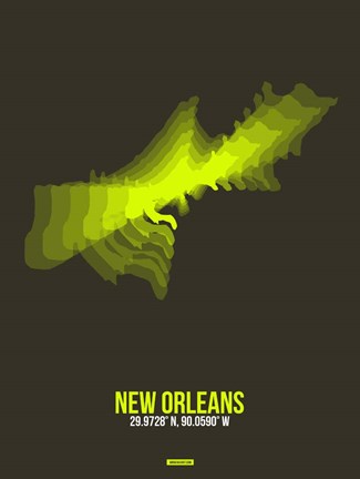 Framed New Orleans Radiant Map 1 Print