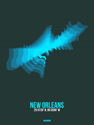 Framed New Orleans Radiant Map 2 Print