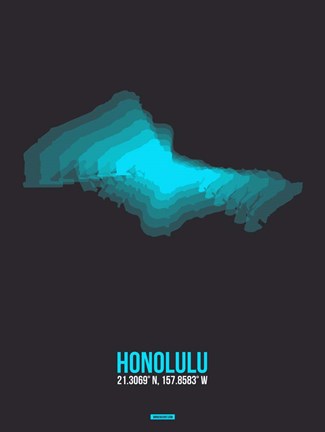 Framed Honolulu Radiant Map 3 Print