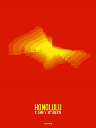 Framed Honolulu Radiant Map 4 Print