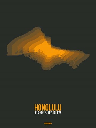Framed Honolulu Radiant Map 5 Print