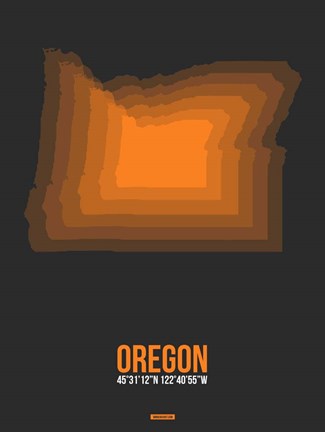 Framed Oregon Radiant Map 4 Print