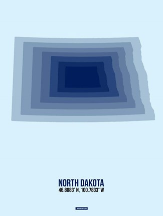 Framed North Dakota Radiant Map 2 Print