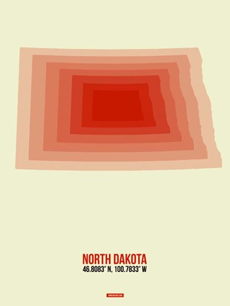 Framed North Dakota Radiant Map 3 Print