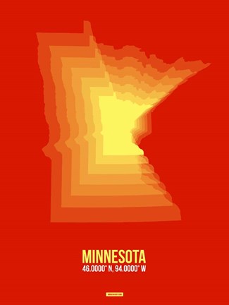 Framed Minnesota Radiant Map 2 Print