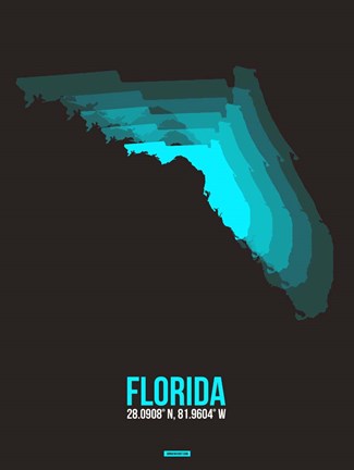 Framed Florida Radiant Map 6 Print