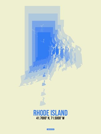 Framed Rhode Island Radiant Map 2 Print