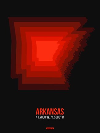 Framed Arkansas Radiant Map 6 Print