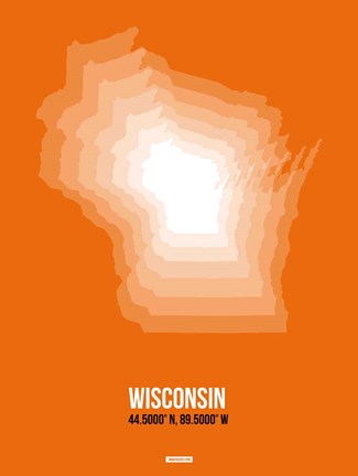 Framed Wisconsin Radiant Map 3 Print