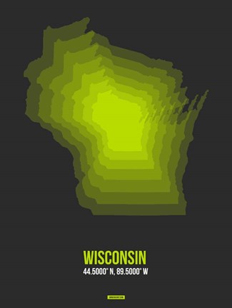 Framed Wisconsin Radiant Map 4 Print