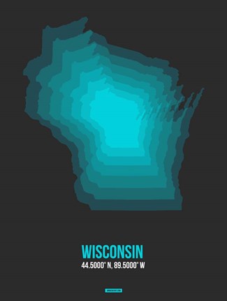 Framed Wisconsin Radiant Map 5 Print