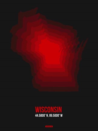 Framed Wisconsin Radiant Map 6 Print