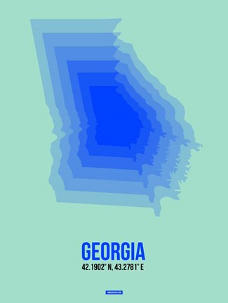 Framed Georgia Radiant Map 2 Print